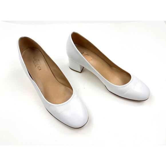 Sesto Meucci Italy Block‎ Heels Women 10M $295 Round Toe Wedding White Pumps